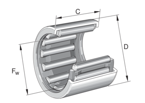 Игольчатый роликоподшипник с одним наружным штампованным кольцом SCH1810-L271/STD