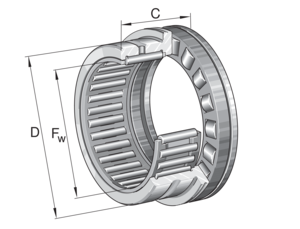 Комбинированный подшипник с короткими цилиндрическими и игольчатыми роликами NKXR17-XL