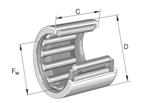 Игольчатый роликоподшипник с одним наружным штампованным кольцом SCE1010-AS1
